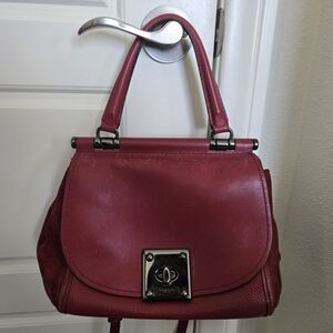 Coach Red Maroon Top-Handle Drifter Satchel Bag Leather And Suede